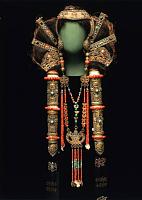 c753"Mongolia | Headdress and necklaces once worn by a married woman of the Chalcha, a Mongolian.jpg